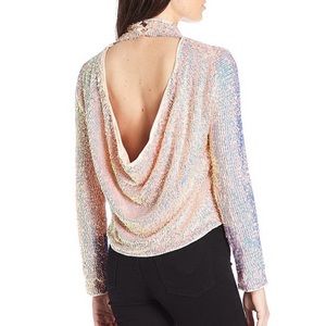 ASTR the Label Lia sequin mock neck top, NWT